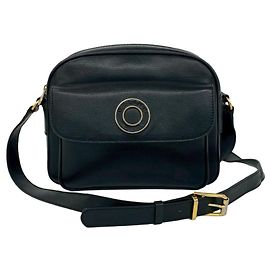 Céline Celine Vintage Circle Logo Hardware Leather Mini Shoulder Bag Black