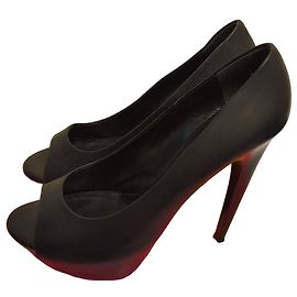 Giuseppe Zanotti Black Leather Open-Toe Pumps Black