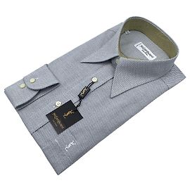 Yves Saint Laurent Camicia Vintage Micro-Dash Grigio Perla da Uomo Taglia 16/41 Grigio