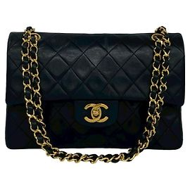 Bolsa de Ombro Chanel Matelassé Coco Mark Double Flap Preto