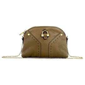 Yves Saint Laurent Muse Leder Umhängetasche mit Kette Beige