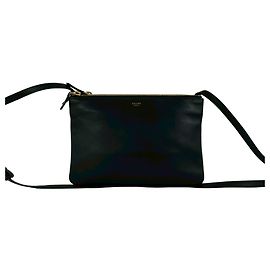 Céline Mini borsa a tracolla Trio Logo in pelle Celine Nero