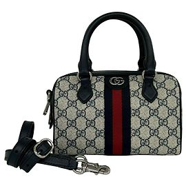Gucci Ophidia Sherry Line GG Logo Hardware Leather Handbag Red Navy blue