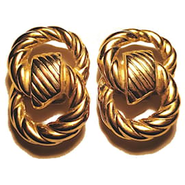 Autre Marque Bluette Gold Tone Sculptural Rope & Leaf Shoe Clips Golden