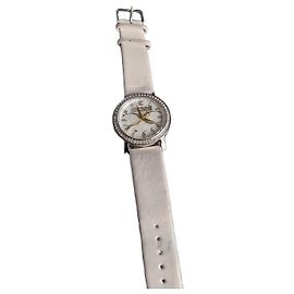 Just Cavalli White Leather Strap Watch Silvery White