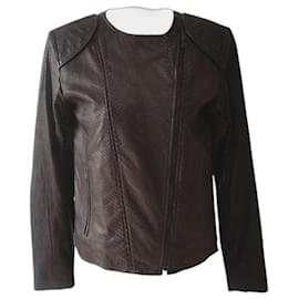 Autre Marque Karma Koma Damen Python-Lederjacke Biker Schwarz Schwarz