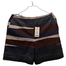 Carven Striped Wool Shorts Brown Blue Other Grey