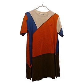 T-shirt McQ color block a maniche corte Blu Arancione Crudo Marrone scuro