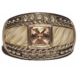 Autre Marque Judith Ripka Sterlingsilber Ring Perlmutt CZ Größe EU 65 Silber