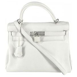 Hermès Bolsa de ombro feminina Hermes Kelly 28 Branco