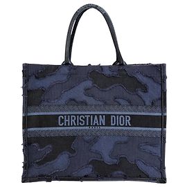 Christian Dior Navy Canvas Tote Bag Navy blue
