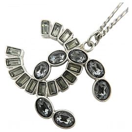 Collar Chanel de strass plateado Plata
