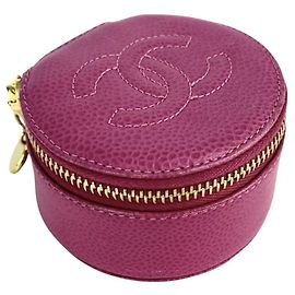 Estuche de joyas de piel de ternera texturizada rosa Chanel Rosa
