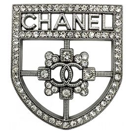 Broche Chanel de strass Prata