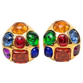 Orecchini a clip Chanel Gold Gold Plated Gripoix Cabochon D'oro