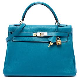Hermès Blue Clemence Kelly II Retourne 32 Blu Altro