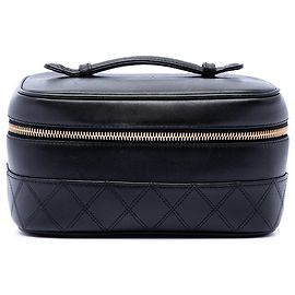 Chanel Black CC gestepptes Lammleder Vanity Case Schwarz
