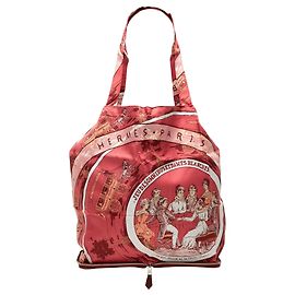 Hermès Red Jeu des Omnibus et Dames Blanches Silky Pop Tote Red