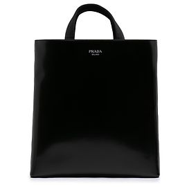 Cabas en cuir Spazzolato noir Prada Noir