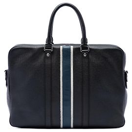 Louis Vuitton Porte Documents Voyage PM in schwarzem gestreiftem Taiga Schwarz