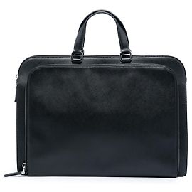 Valigetta Prada Black Saffiano Cuir Travel con tasca frontale con zip Nero