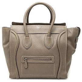 Céline Bolsa Tote Mini Luggage em couro de bezerro marrom Celine Marrom Taupe