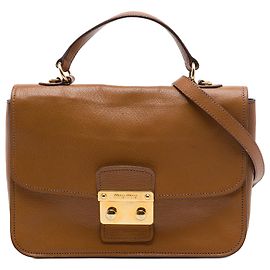 Miu Miu Borsa a patta Madras in capra marrone Marrone