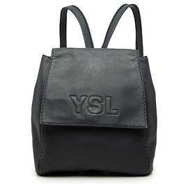 Saint Laurent Blue Embossed Leather Backpack Blue Navy blue