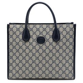Tote Gucci Beige Small GG Supreme Interlocking G Outro Azul marinho