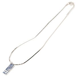 Colar com pingente Oblique Trotter em latão esmaltado prateado Dior Prata