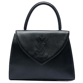 Borsa a mano Saint Laurent in pelle texturizzata nera con monogramma Nero