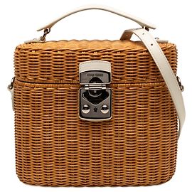 Bolso de mano de mimbre marrón Miu Miu Castaño