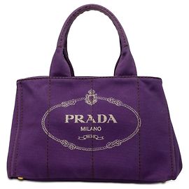 Prada Purple Canvas Canapa Logo Tote Purple Dark purple
