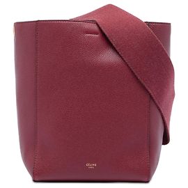 Céline Borsa a secchiello Celine Red Small Leather Seau Sangle Rosso Bordò