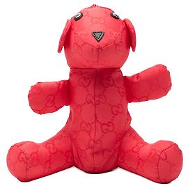 Gucci Red GG Nylon Teddy Bear Pouch Rot