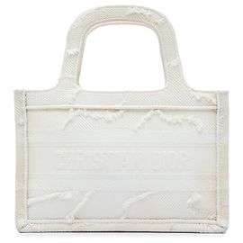 Dior White Mini Embroidered Canvas Camouflage Book Tote White