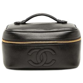 Necessaire Chanel Black CC Caviar Preto