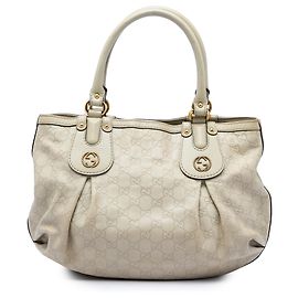 Gucci White Guccissima Scarlett Tote Weiß