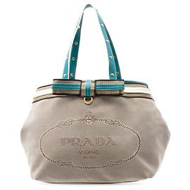 Prada Brauner Canapa Canvas Logo Tote Braun Andere
