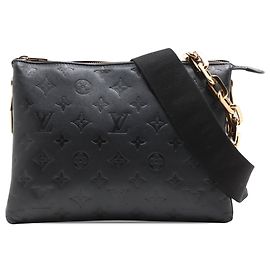 Louis Vuitton Black Monogram Embossed Puffy Lambskin Coussin PM Black