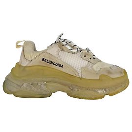 Baskets Balenciaga Triple S semelle transparente en polyester blanc Blanc Écru