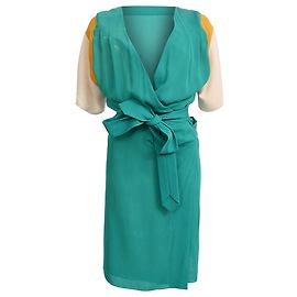 Vestido envelope Hermès comprimento de joelho em seda turquesa Outro