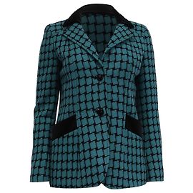 Etro Printed Blazer in Turquoise Wool Other