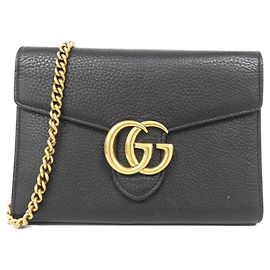 Gucci GG MARMONT Leather Chain Wallet Black