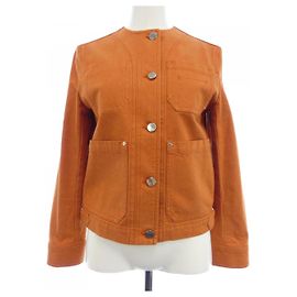 Giacca in denim Cuir De Selle di Hermès Arancione
