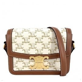 Céline Bolsa de Ombro Celine Teen Triomphe Marrom Branco