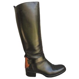 Sartore Black Leather Riding Boots Black