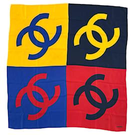 Lenço de seda Chanel Coco Mark Multicor