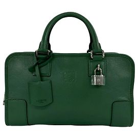 Sac à main Loewe Amazona 28 Anagram Logo en cuir Mini Boston Bag Vert