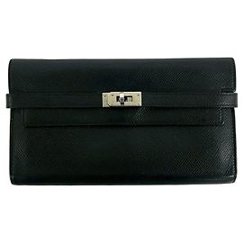 Hermès Hermes Kelly Long Wallet in Black Epsom Leather Black